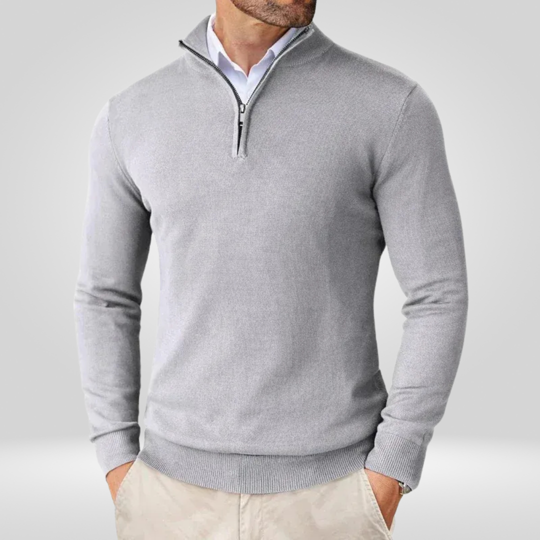 Heren Quarter Zip Trui – Slim Fit Sport Pullover met Mock Neck