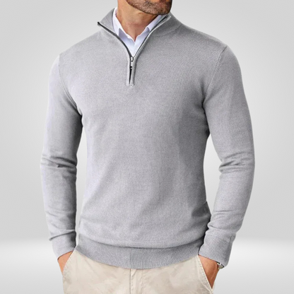 Heren Quarter Zip Trui – Slim Fit Sport Pullover met Mock Neck