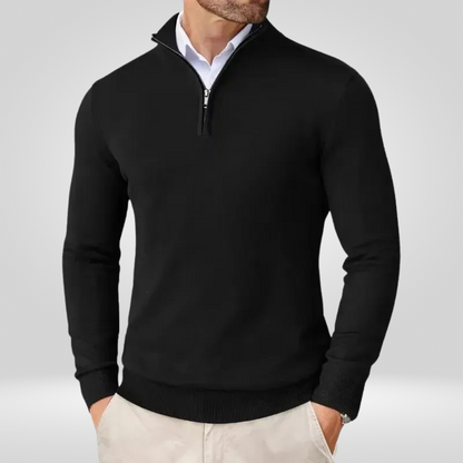 Heren Quarter Zip Trui – Slim Fit Sport Pullover met Mock Neck