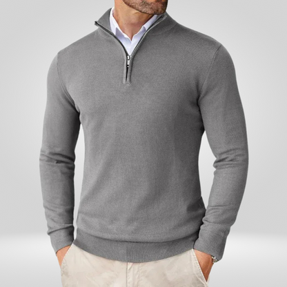 Heren Quarter Zip Trui – Slim Fit Sport Pullover met Mock Neck