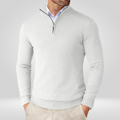 Heren Quarter Zip Trui – Slim Fit Sport Pullover met Mock Neck